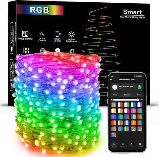 Brizled Smart RGB Color Changing Fairy Lights Pro, 66FT 200 LED St. Patrick's Day Green Mini Light String App/Voice Control, WiFi Dimmable Christmas Lights for Easter Independence Day Xmas Halloween