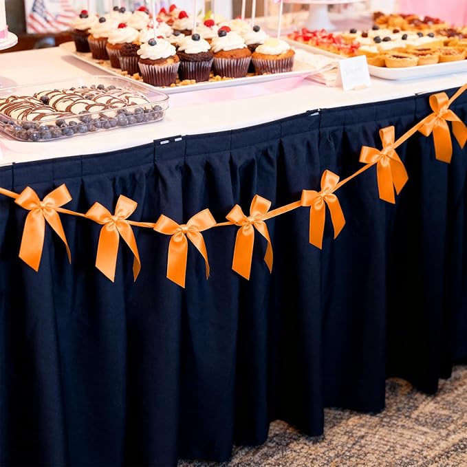 2pcs Orange Bow Garland Banner - 8.3 Feet Coquette Ribbon Bow Party Decorations for Baby Shower Girls, Birthday Party, Bridal Shower Decor (Orange)