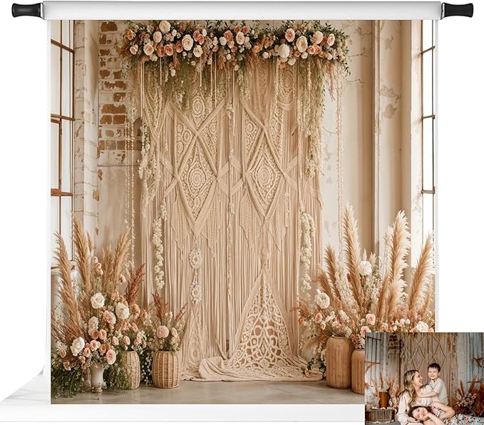 Kate 10x10ft/3x3m Boho Backdrop Floral Brick Wall Mother's Day Interior Decoration Digital Printed Cloth Background Photo Studio Props