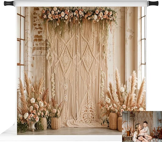 Kate 10x10ft/3x3m Boho Backdrop Floral Brick Wall Mother's Day Interior Decoration Digital Printed Cloth Background Photo Studio Props