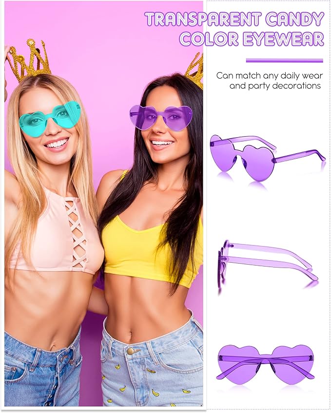 Colzzy 16 Pair Heart Shaped Sunglasses Bulk Witch Birthday Party Sunglasses Candy Color Eyewear for Party Women