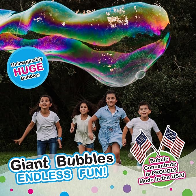WOWmazing Grab-N-Go Kit: Incl. Wand, Jumbo Bubble Concentrate, Bucket, and Tips & Trick Booklet | Outdoor Toy for Kids, Boys, Girls | Bubbles Made in The USA