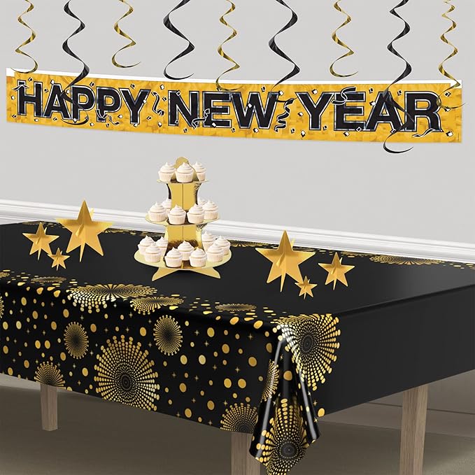 Beistle Gold 3-D Foil Star Centerpieces, 9-Count – Metallic Starry Table Decorations in 3 Sizes for New Year’s Eve, Awards Night, Graduation, Hollywood Party, Anniversary and Celebration Events