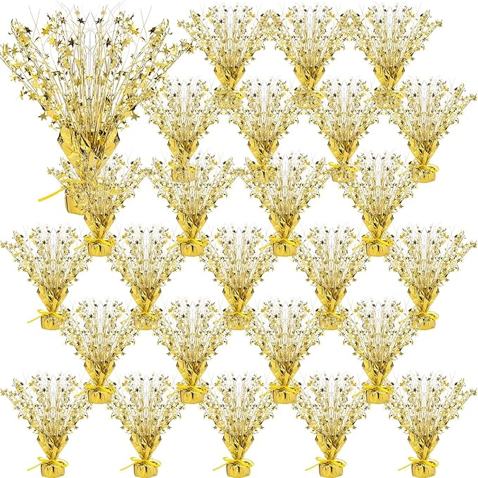 Crowye 26 Pcs Metallic Foil Spray Centerpiece Party Star Decoration Table Decor for Birthday Wedding Graduation Bachelorette Spring Party Holiday(Gold)
