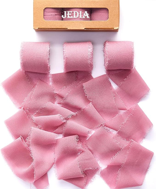 Ribbon, Dusty Pink Ribbon for Flower Bouquet, 3 Rolls Flower Ribbons for Crafts, 1 1/2 inch x 7Yd Ribbons for Gift Wrapping, Bouquet Wrap, Bridal Bouquets, DIY Crafts for Mothers Day