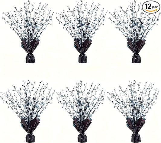 6 Pack Metallic Foil Spray Centerpiece Stars for Wedding, Birthday, Anniversary, Christmas Table Decor, Holiday Festival Baby Shower Graduation Mantle Party Decorations (Black SF)