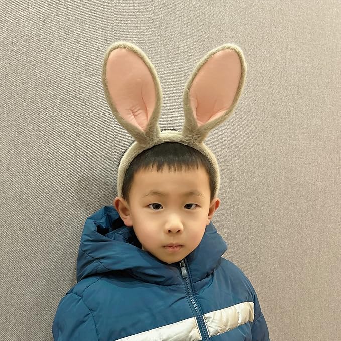 Olivemont Easter bunny ears headband for rabbit pretend play plush costume