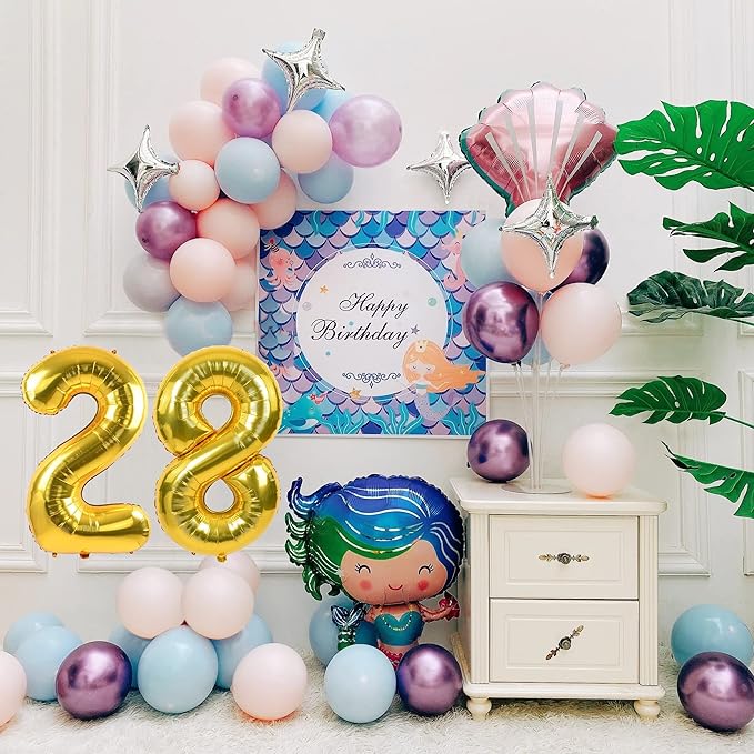 40 inch Number Balloon 0-9 Gold Large Number 28 Balloons,Digital Balloons for Birthday Party Celebration Decorations Supplies, Helium Foil Number Balloons for Wedding Anniversary