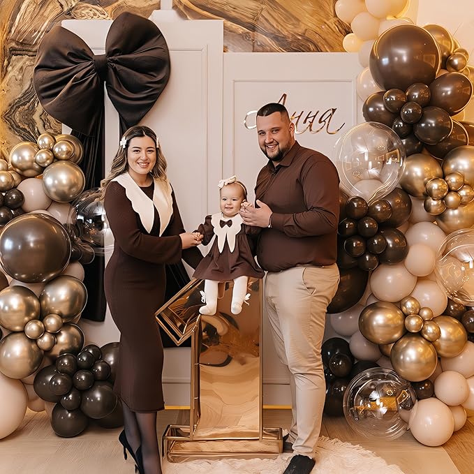 HILAVO Brown Balloon Arch Kit 18 in Clear Balloons Shades of Brown Cream Dark Coffee Nude Beige Champagne Gold Confetti Balloons for Thanksgiving Fall Boho Cow Rodeo Baby Shower Birthday Party Decor