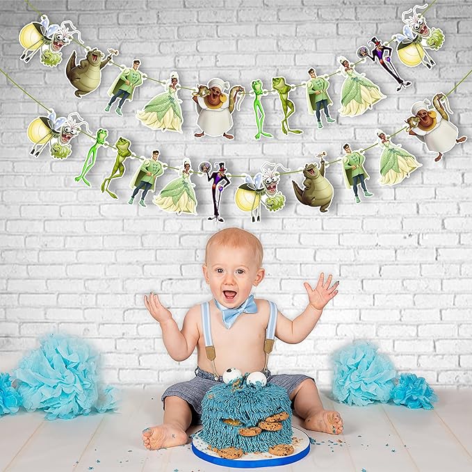 Princss and The Frog Garland Decoration – Themed Party Banner for Birthday Celebrations, Decorative Garland for Dessert Tables, Room Décor, Baby Showers, Photo Displays, and Special Events