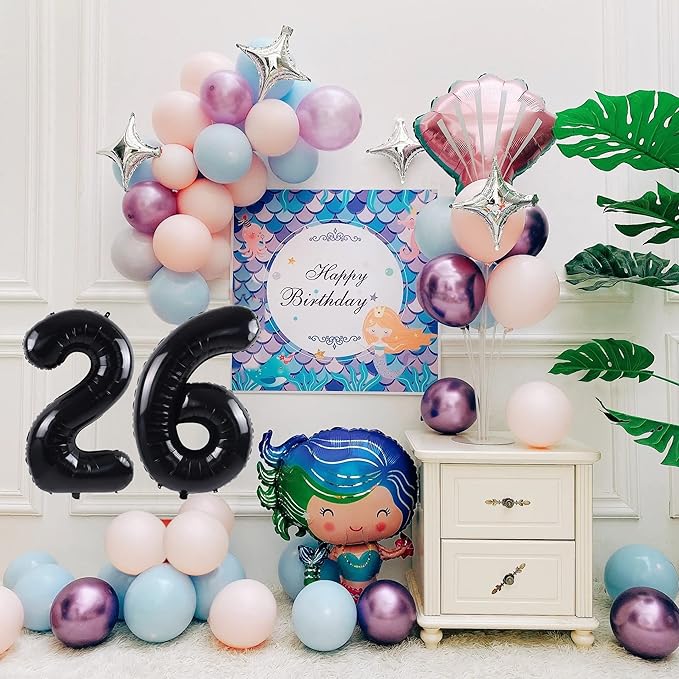 40 inch Number Balloon 0-9 Black Large Number 26 Balloons,Digital Balloons for Birthday Party Celebration Decorations Supplies, Helium Foil Number Balloons for Wedding Anniversary