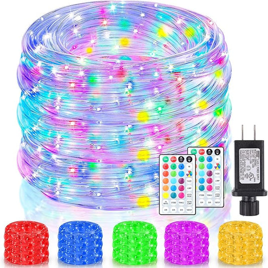 Nazuwke 132Ft Rope Lights for Outside, Waterproof 18 Colors Changing Rope Lights Fairy String Lights with Remotes, 400 LEDs Dimmable Twinkle Christmas Lights for Bedroom Patio Halloween Decorations