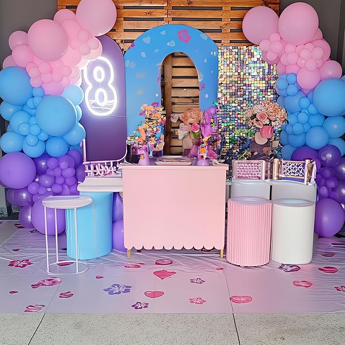 HILAVO Pink Blue Purple Balloons Arch Kit Iridesent Balloons Clear Balloon Pastel Pearl Pink Purple Lavender Blue Balloon Garland for Girl Gender Reveal Hawaii Birthday Baby Shower Mermaid Party Decor