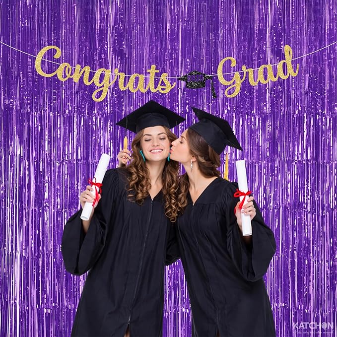 KatchOn, Light Purple Foil Fringe Curtain - 3.2x8 Feet, Pack of 2 for Purple Party Decorations | Purple Backdrop for Graduation Decorations 2026 | Streamers Backdrop for Mermaid Party Decoration