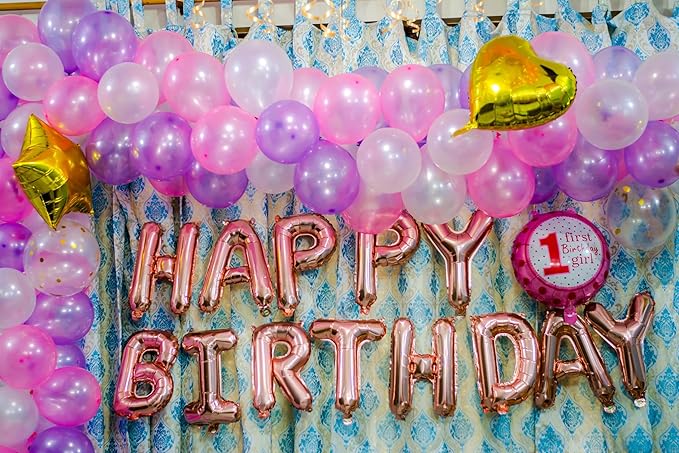 Rose Gold Happy Birthday Balloon Banner, 16 Inch Foil Mylar Happy Birthday Balloons Letters, Reusable Happy Birthday Sign, Rose Gold Birthday Decorations for Women and Girls