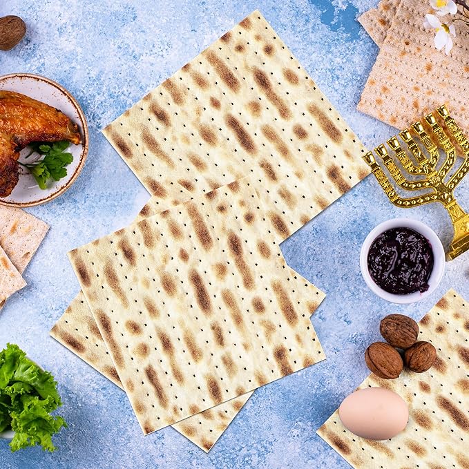 50Pcs Passover Decorations, 6.5" X 6.5" Seder Dinner Napkins, Disposable Passover Napkins, Seder Matzo Napkins Pesach Table Decorations for Jewish Festival Kitchen Table Party Supplies