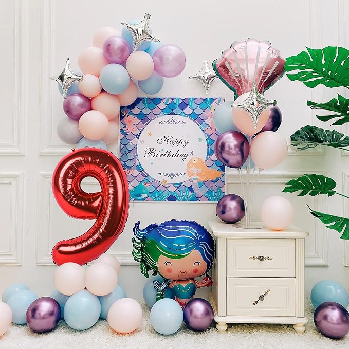 40 inch Number Balloon 0-9 Red Large Number 9 Balloons,Digital Balloons for Birthday Party Celebration Decorations Supplies, Helium Foil Number Balloons for Wedding Anniversary