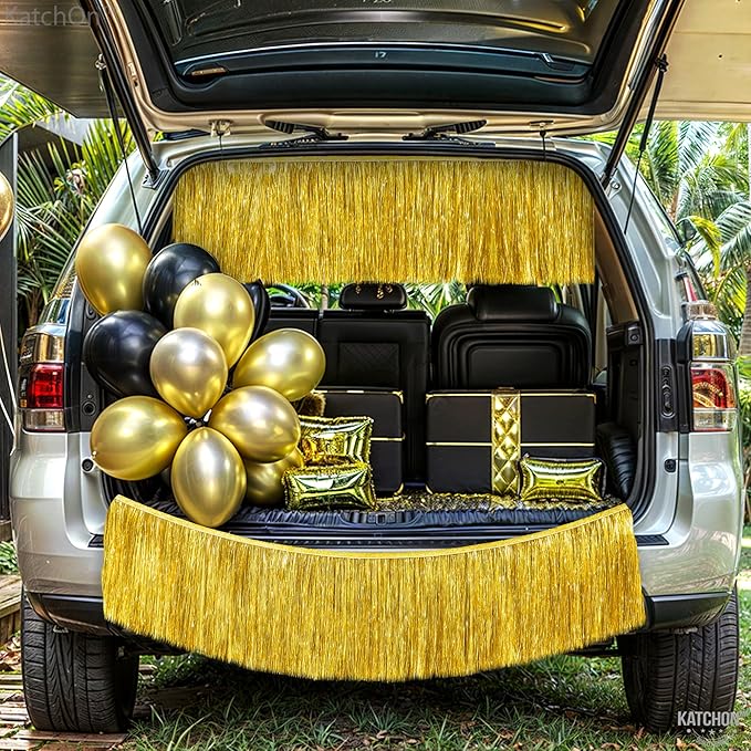 KatchOn, Pack of 2 Gold Fringe Garland - Gold Tinsel Banner for Birthday Party Decorations, Bridal Shower | Golden Foil Curtains for Golden Party Decor, Wedding, Graduation Decorations 2026