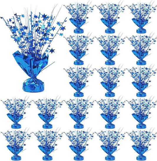20 Pack Blue Foil Spray Centerpiece Star Table Decoration Metallic Burst Table Centerpieces for Birthday New Year Wedding Anniversary Graduation Party Supply (Blue)
