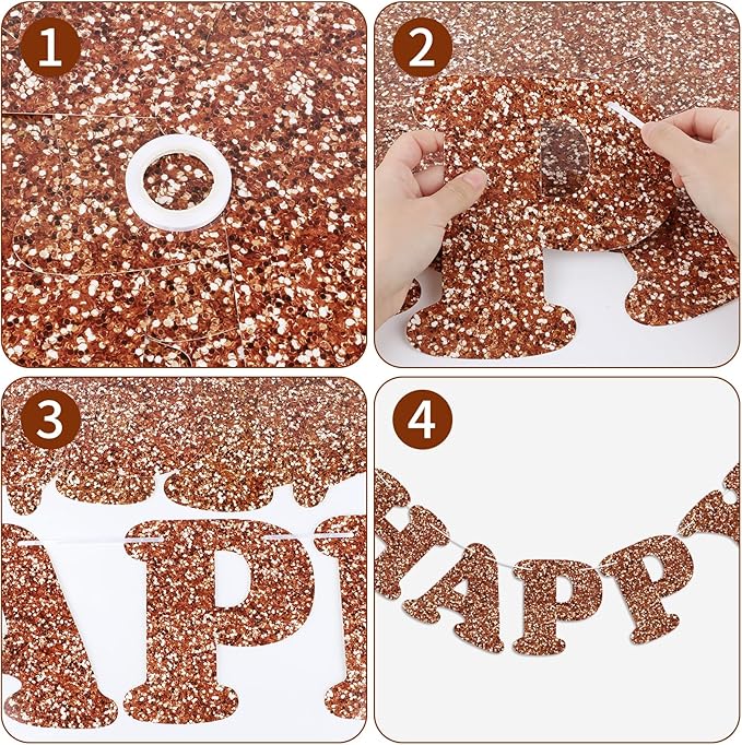 Brown Happy Birthday Banner Birthday Party Decorations Happy Birthday Banner Bunting Garland Sign for Kids Boys Girls Adults Birthday Baby Shower Celebration Party Backdrops Supplies