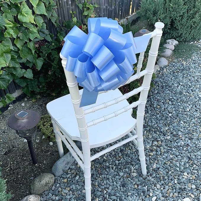 Light Blue Ribbon Pull Bows - 9" Wide, Set of 6, Easter, Spring, Gift Bows, Presents, Birthday, Baby Shower, Basket, Decoration, Office, Classroom, Fundraiser, Wedding, Reception, School, Graduation