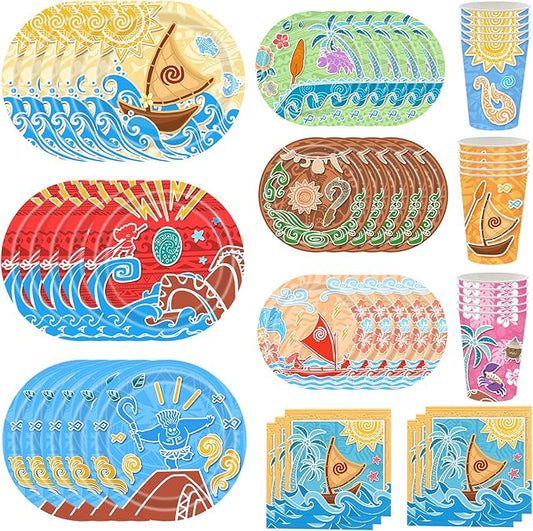 120 PCS Cartoon Party Supplies,Ocean Girl Disposable Tableware Include Plates,Napkins and Cups for Baby Shower Birthday Party Decorations Supplies(Serve 30)