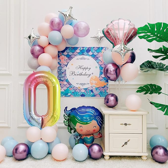 40 Inch Number Balloons 0-9 Rainbow Gradient Large Number 0 Balloons, Digital Balloons for Birthday Party Celebration Decorations, Helium Foil Number Balloons for Wedding Anniversary