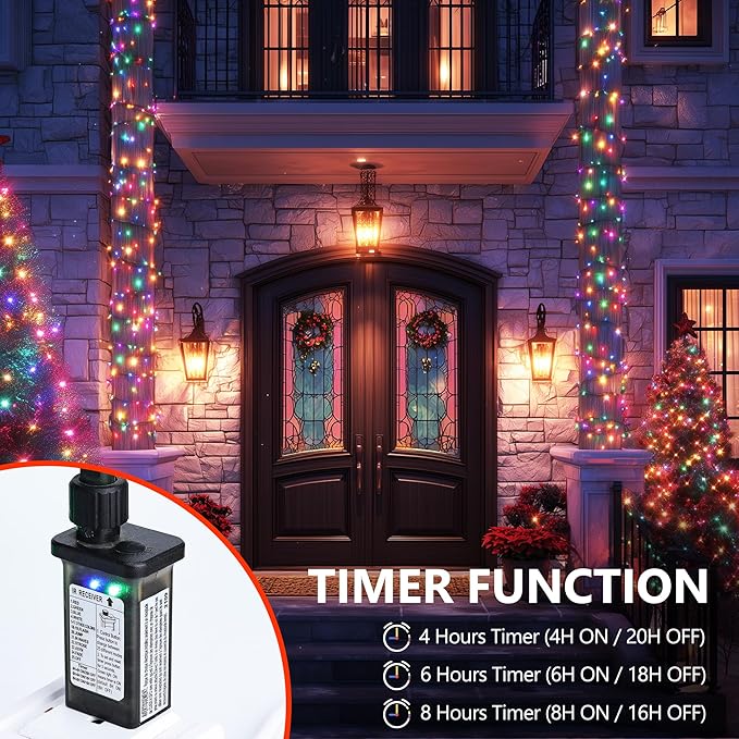iBaycon 4th of July Lights, 66FT 200 LED Color Changing RGB String Lights Outdoor, Red White and Blue Fairy Light with Remote Timer Plug in for Independence Day Party Holiday Indoor Outdoor Decor