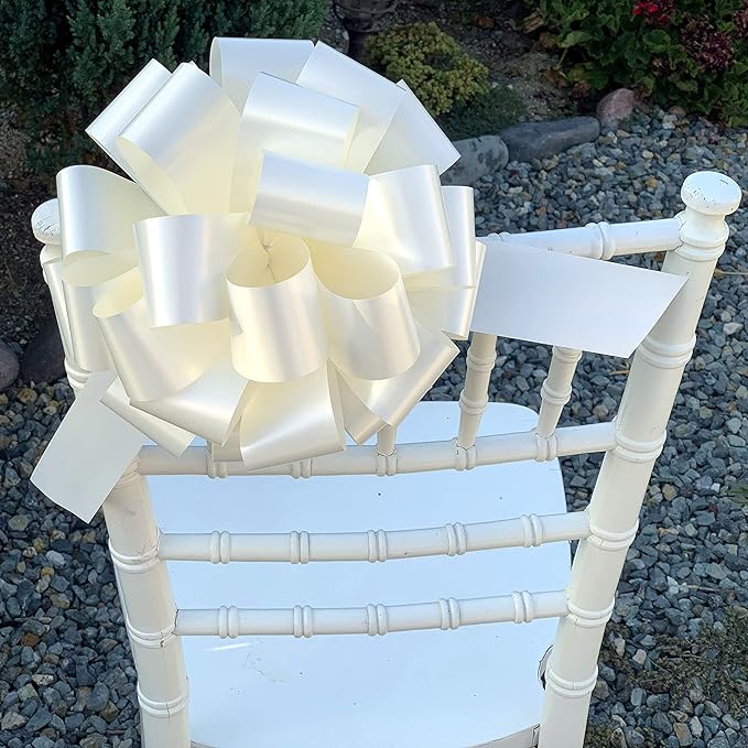 Large Ivory Ribbon Wedding Bows - 9" Wide, Set of 6, Easter, Spring, Reception, Anniversary, Mother's Day, Birthday, Graduation, Baby Showers, Gift Wrap, Basket, Church Decor, School Events, Office