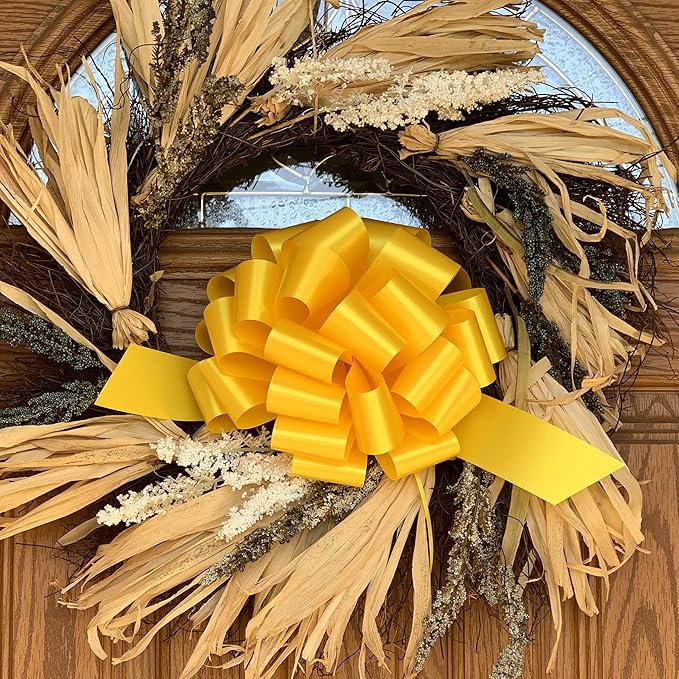 Large Yellow Ribbon Pull Bows - 9" Wide, Set of 6, Memorial Day, 4th of July, America 250 Anniversary, Support Our Troops, Summer, Gift Bows, Presents, Gift Basket, Veterans Day, Cancer Awareness