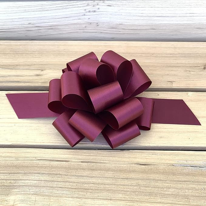 Burgundy Christmas Gift Pull Bows - 5" Wide, Set of 10, Xmas, Birthday, Presents, Wreath, Swag, Garland, Gift Basket, Fundraiser, Decoration, Fall, Valentine's Day