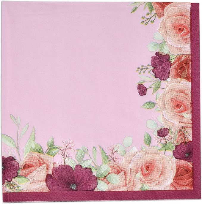 96 Pcs Floral Tea Party Supplies for 24 Disposable Tea Party Cups with Handle 7??5??Floral Paper Plates Paper Napkins for Birthday Bridal Shower