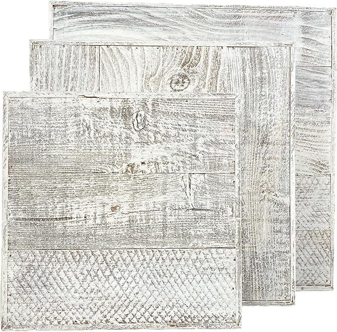 BARNWOODUSA Wood Cake Stand Set of 3 White Wash Rustic Wooden Wedding Dessert Stand Vintage Sturdy 100% Reclaimed Wood