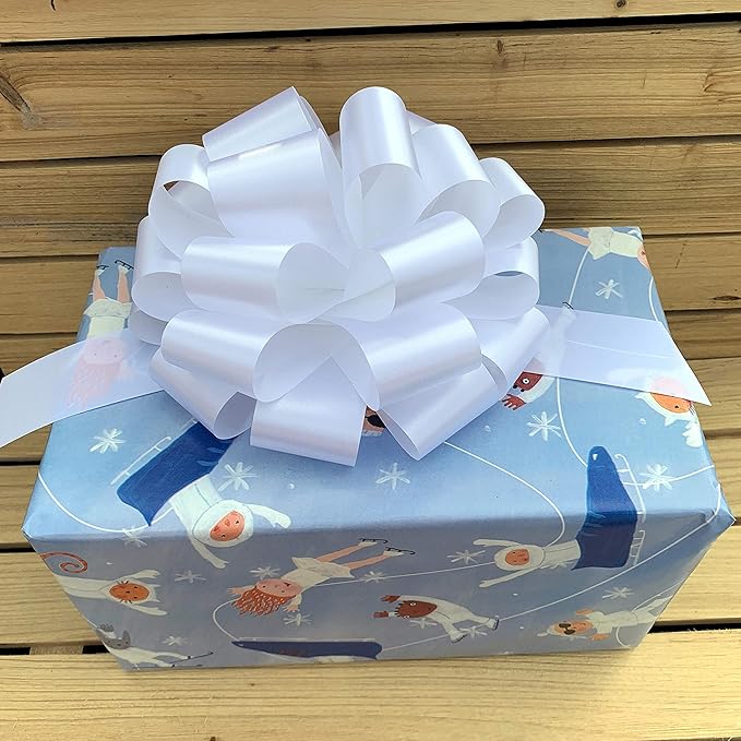 Large White Ribbon Pull Bows - 9" Wide, Set of 6, Memorial Day, 4th of July, America 250 Anniversary, Wedding Decor, Reception, Anniversary, Bows for Gifts, Veterans Day, School Colors, Church