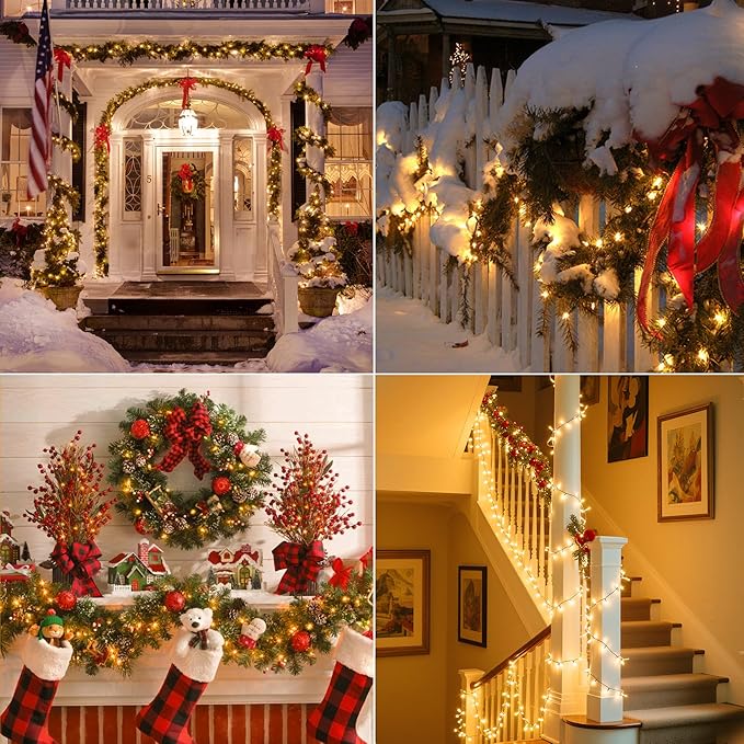 197FT 600 LED Christmas Lights Outdoor, Warm White Christmas Tree Lights Plug in, 8 Modes Twinkle String Light for Bedroom Wedding Party Ceiling Xmas Home Decorations