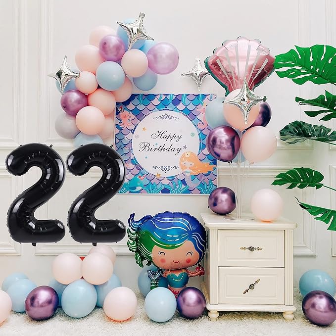 40 inch Number Balloon 0-9 Black Large Number 22 Balloons,Digital Balloons for Birthday Party Celebration Decorations Supplies, Helium Foil Number Balloons for Wedding Anniversary