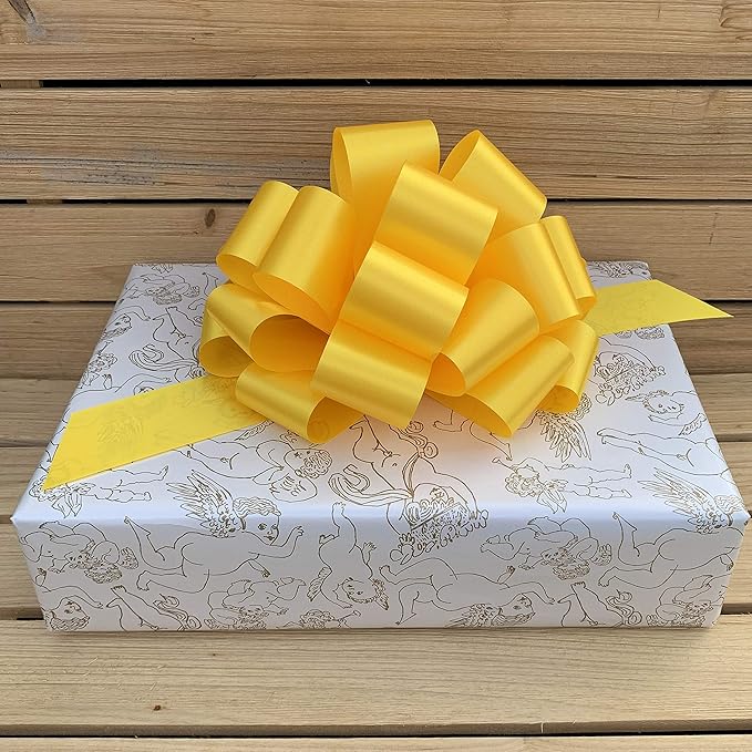 Large Yellow Ribbon Pull Bows - 9" Wide, Set of 6, Memorial Day, 4th of July, America 250 Anniversary, Support Our Troops, Summer, Gift Bows, Presents, Gift Basket, Veterans Day, Cancer Awareness