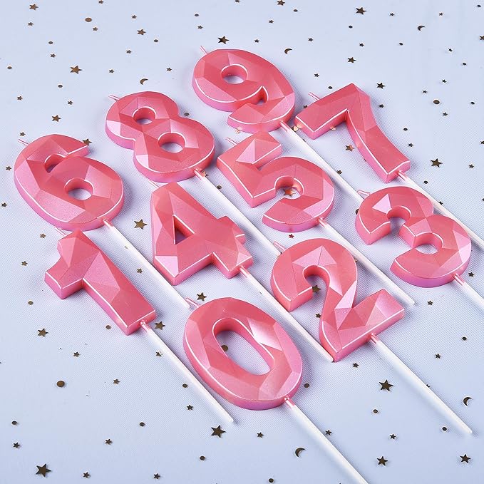 PHD CAKE 2.76 Inch Crystal Pink 1 Number Birthday Candles, Pink Number Candles, Cake Number Candles, Party Celebration