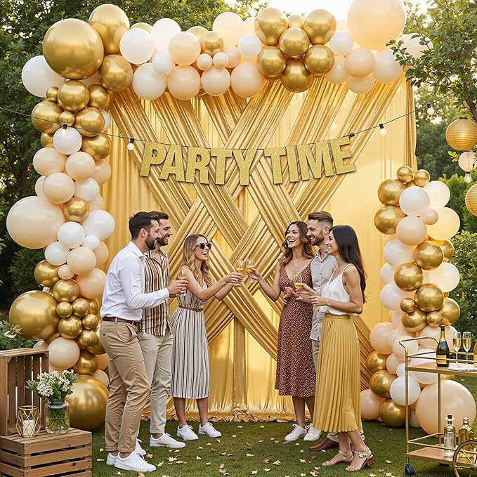 20x14FT Gold Sequin Backdrop Curtains, Wrinkle Free Glitter Drapes Photography Background, 4 Panels 5x14FT Non-Shedding Sparkle Curtain for Wedding Birthday Studio Party Decoration