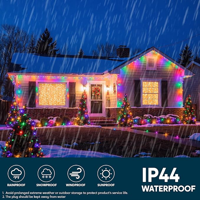 Joiedomi 1200 LED Christmas Lights Outdoor,394 FT Multicolor Christmas Tree Lights with 8 Modes Timer, PVC Clear Wire String Lights with Reel for Indoor Outdoor Holiday Xmas Eve Night Decoration
