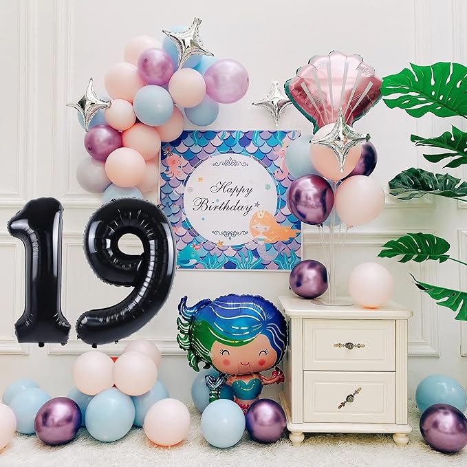 40 inch Number Balloon 0-9 Black Large Number 19 Balloons,Digital Balloons for Birthday Party Celebration Decorations Supplies, Helium Foil Number Balloons for Wedding Anniversary