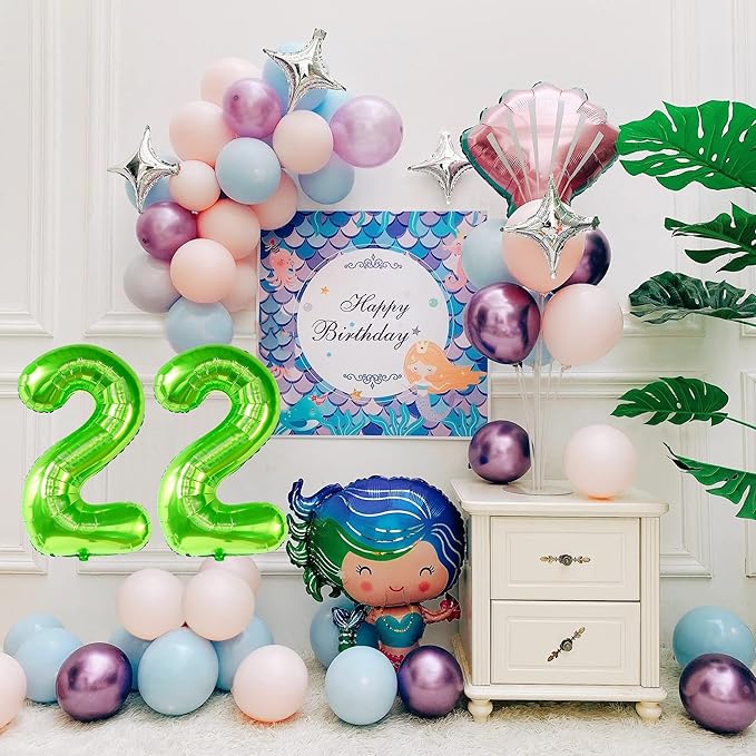 40 inch Number Balloon 0-9 Green Large Number 22 Balloons,Digital Balloons for Birthday Party Celebration Decorations Supplies, Helium Foil Number Balloons for Wedding Anniversary