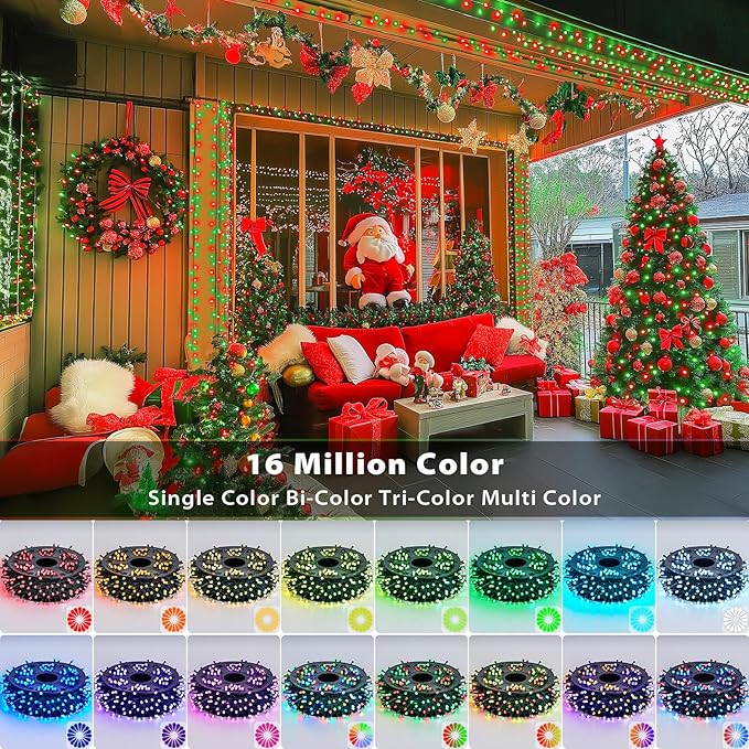 JMEXSUSS Smart Color Changing Christmas Lights, 173ft 500 LED RGB Christmas String Lights with Remote & APP, Waterproof Christmas Tree Lights for Indoor Outdoor Xmas Tree Party House Decoration