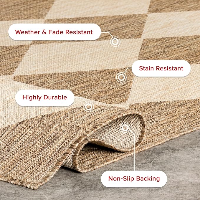 nuLOOM Outdoor Performance Collection Sabina Brown/Ivory, 4' x 6', Soft and Cozy, High Traffic, Stain Resistant, Easy Clean, Durable Area Rug for Indoor/Outdoor Patio, Deck, Porch, Garden, Courtyard