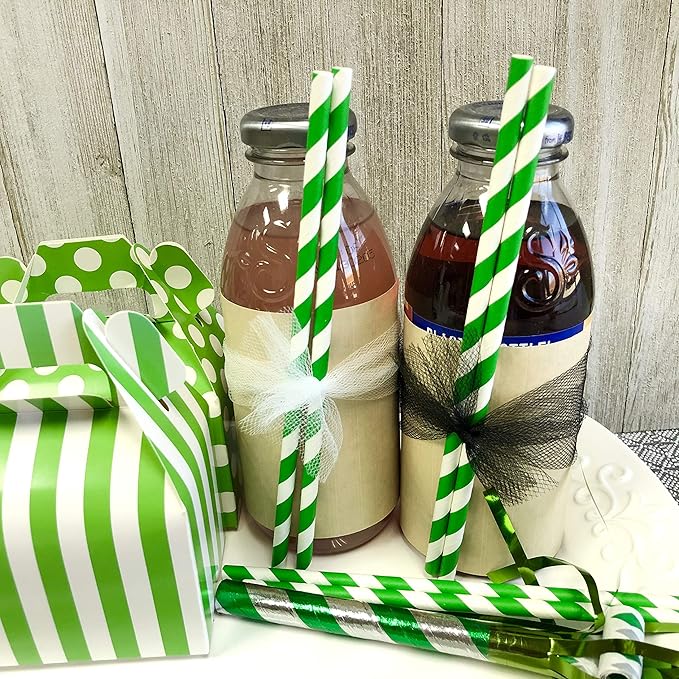 50 Christmas Paper Straws - Red White and Green - Stripe - 50 Pack Outside the Box Papers Brand