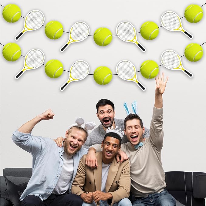 Tennis Garland Decoration – Sports Theme Birthday Party Supplies – Green & Yellow Tennis Ball Banner for Adults – Tennis Party Décor for Birthday, Sports Events, Celebrations & Team Gatherings