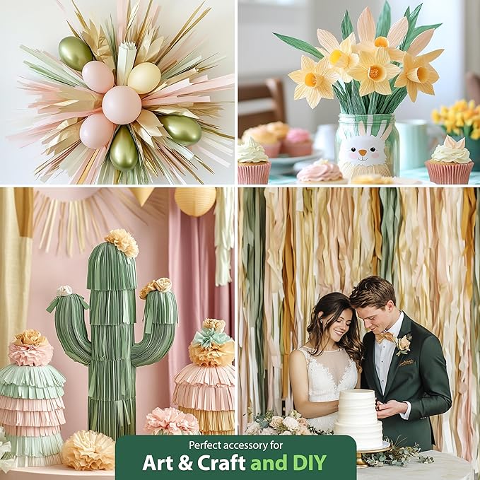 Captain Decor 6 Sage Green Streamers, 492 FT Sage Green Birthday Decorations, Party Decorations, Crepe Paper Streamers for Baby Shower, Wedding, Bridal Shower Party Supplies (1.8 inch x 82 ft/Roll)