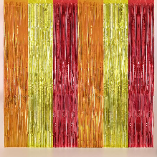 KatchOn, Orange, Gold and Maroon Fringe Backdrop - Pack of 2 | Fringe Streamers for Thanksgiving Decorations, Thanksgiving Backdrop, Friendsgiving Decoration, Birthday, Anniversary Decorations