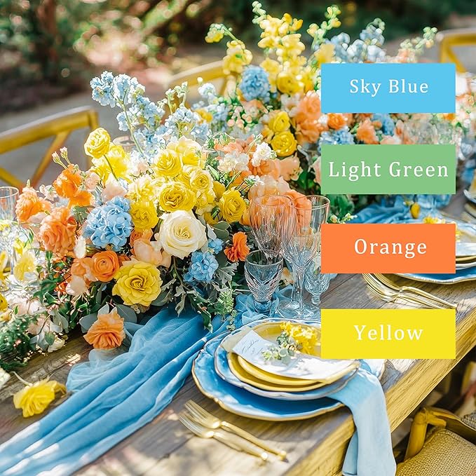 8 Rolls Crepe Paper Streamers, Orange, Yellow, Green and Blue Streamers Party Decorations for Birthday Baby Shower Bridal Shower Wedding Bachelorette Party Boho Decor