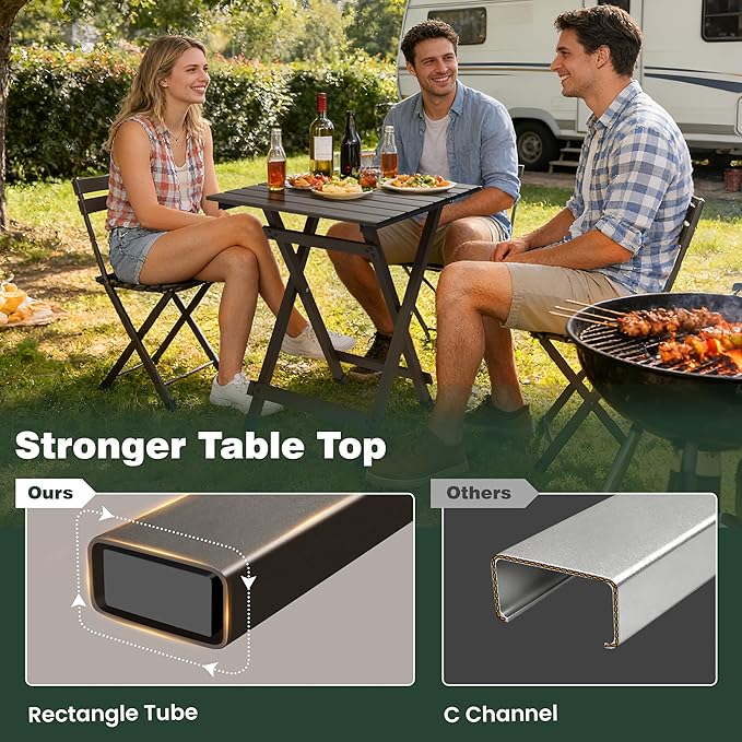 SUNNYFEEL Folding Camping Table - Lightweight Aluminum Portable Picnic Table, 18.5x18.5x24.5 Inch for Cooking, Beach, Hiking, Travel, Fishing, BBQ, Indoor Outdoor Small Foldable Camp Tables